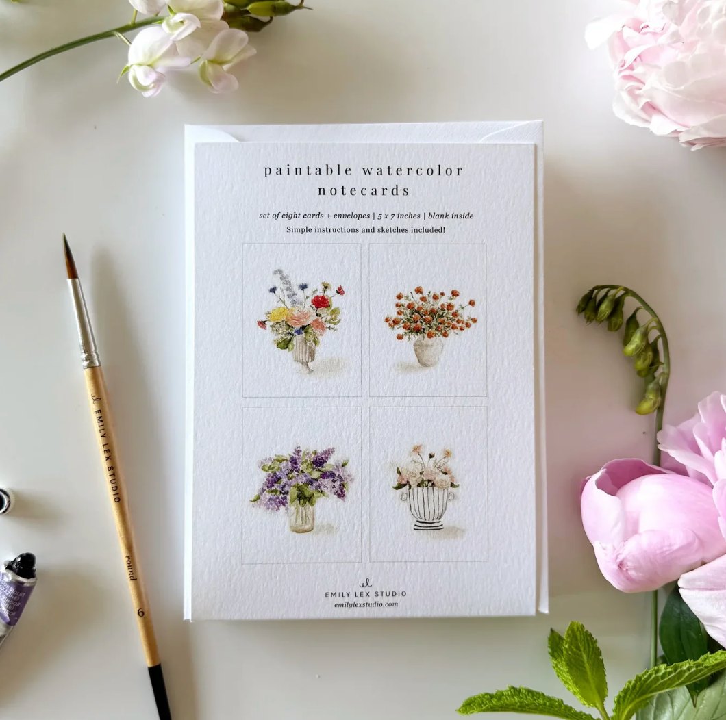 BOUQUETS PAINTABLE WATERCOLOR NOTECARD SET