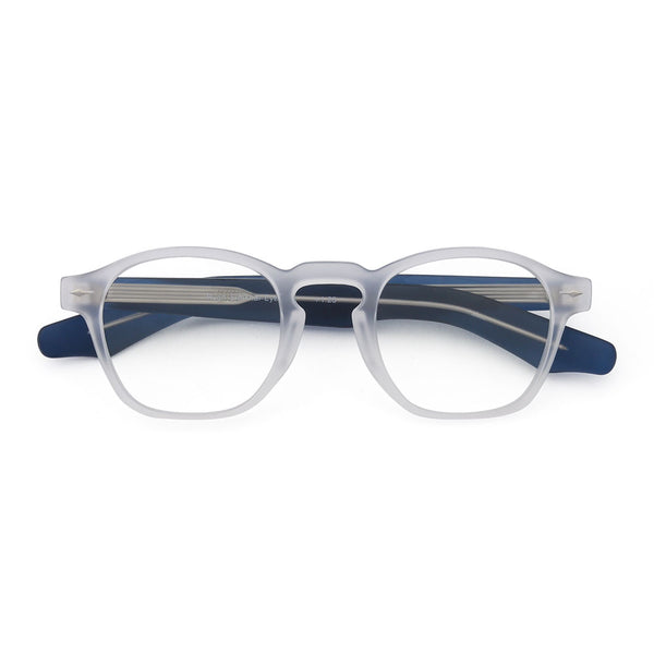 Myles - Matte Clear/Matte Navy Blue (1.75) Blue Light Blocking