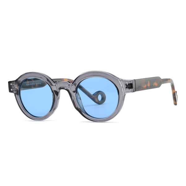 Devan - Transparent Grey/Tortoise Temples - Blue Lens