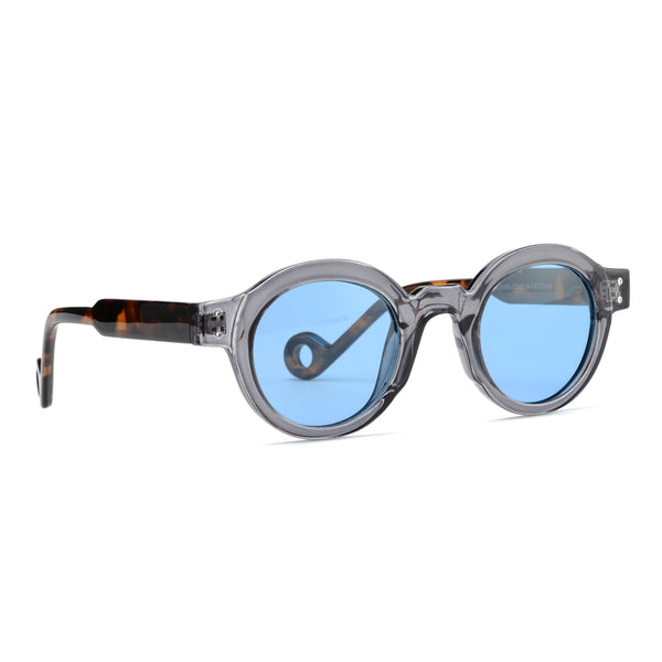 Devan - Transparent Grey/Tortoise Temples - Blue Lens