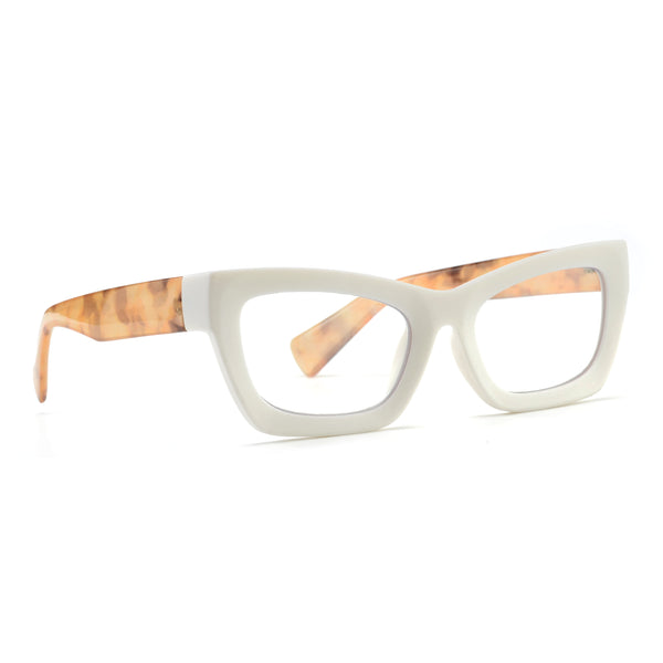 Lala - Matte White/Light Tortoise Temples (1.25) Blue Light Blockers