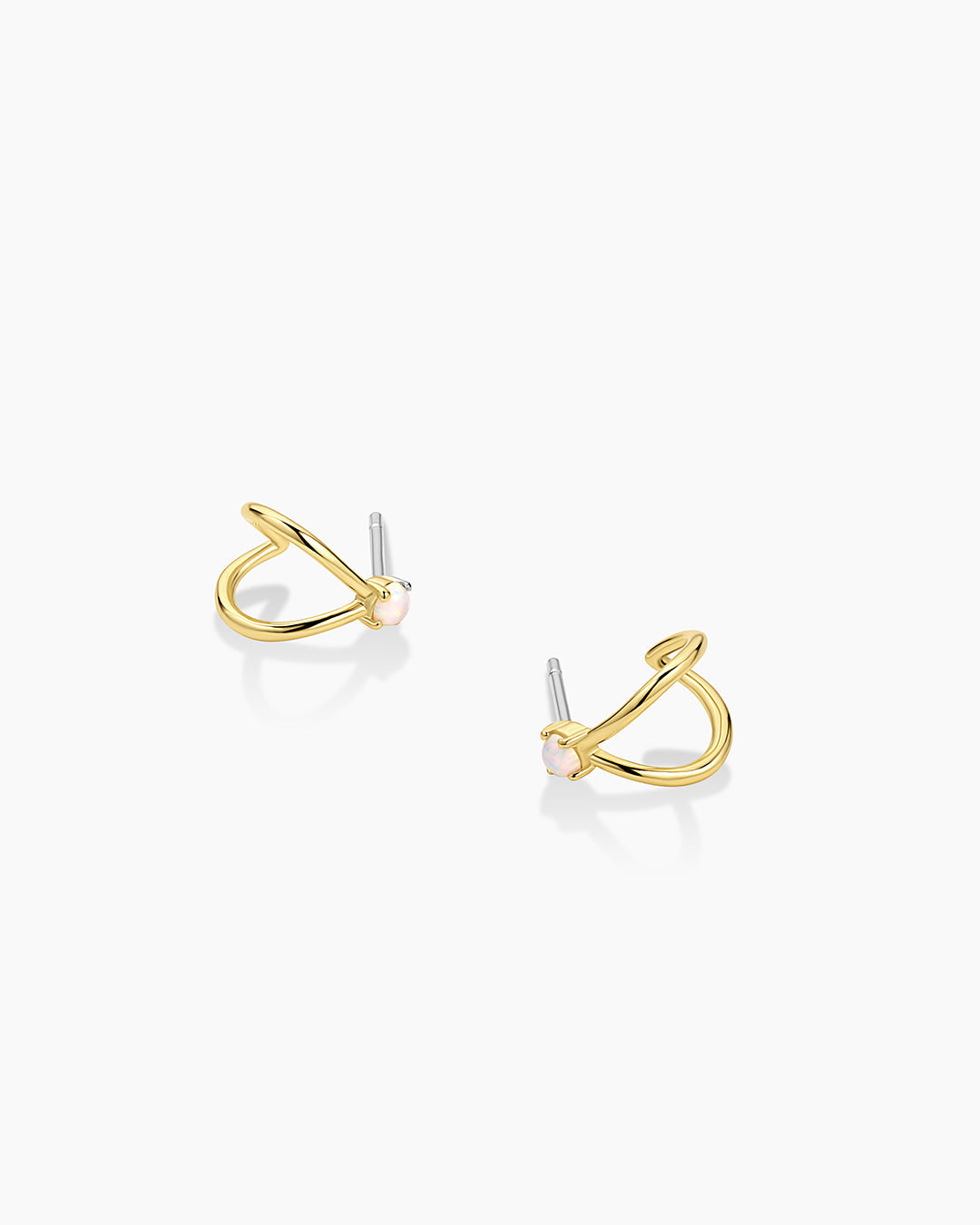 Opalite Solitaire Double Huggies - Gold (stainless steel post)