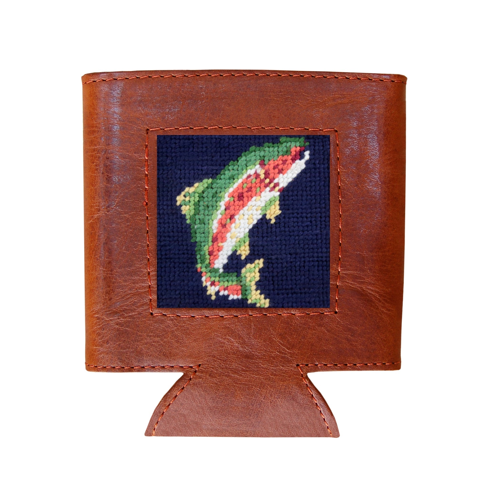 Rainbow Trout (Dark Navy) - Needlepoint Can Cooler