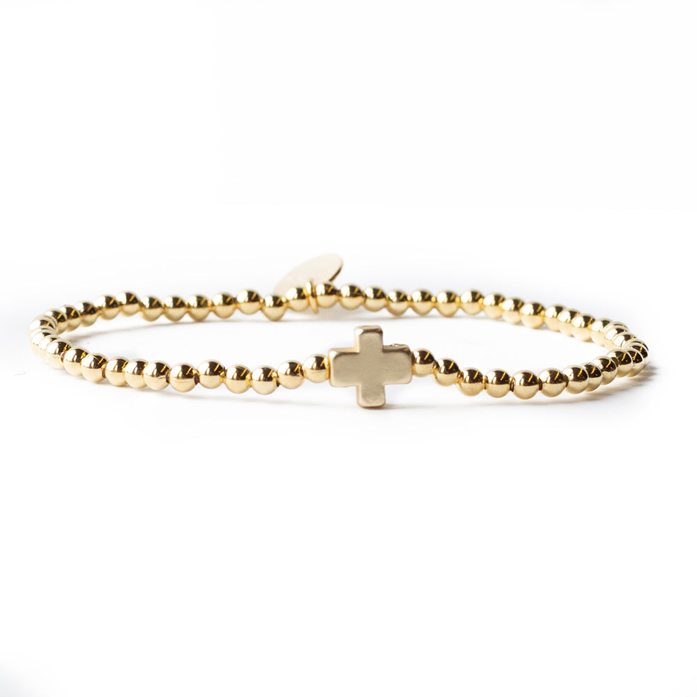 Faith Over Fear Bracelet - 4mm Gold Cross