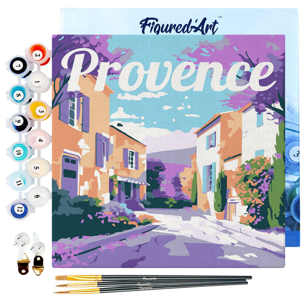 Mini Paint by Numbers Framed - Travel Poster Provence 8"x 8"