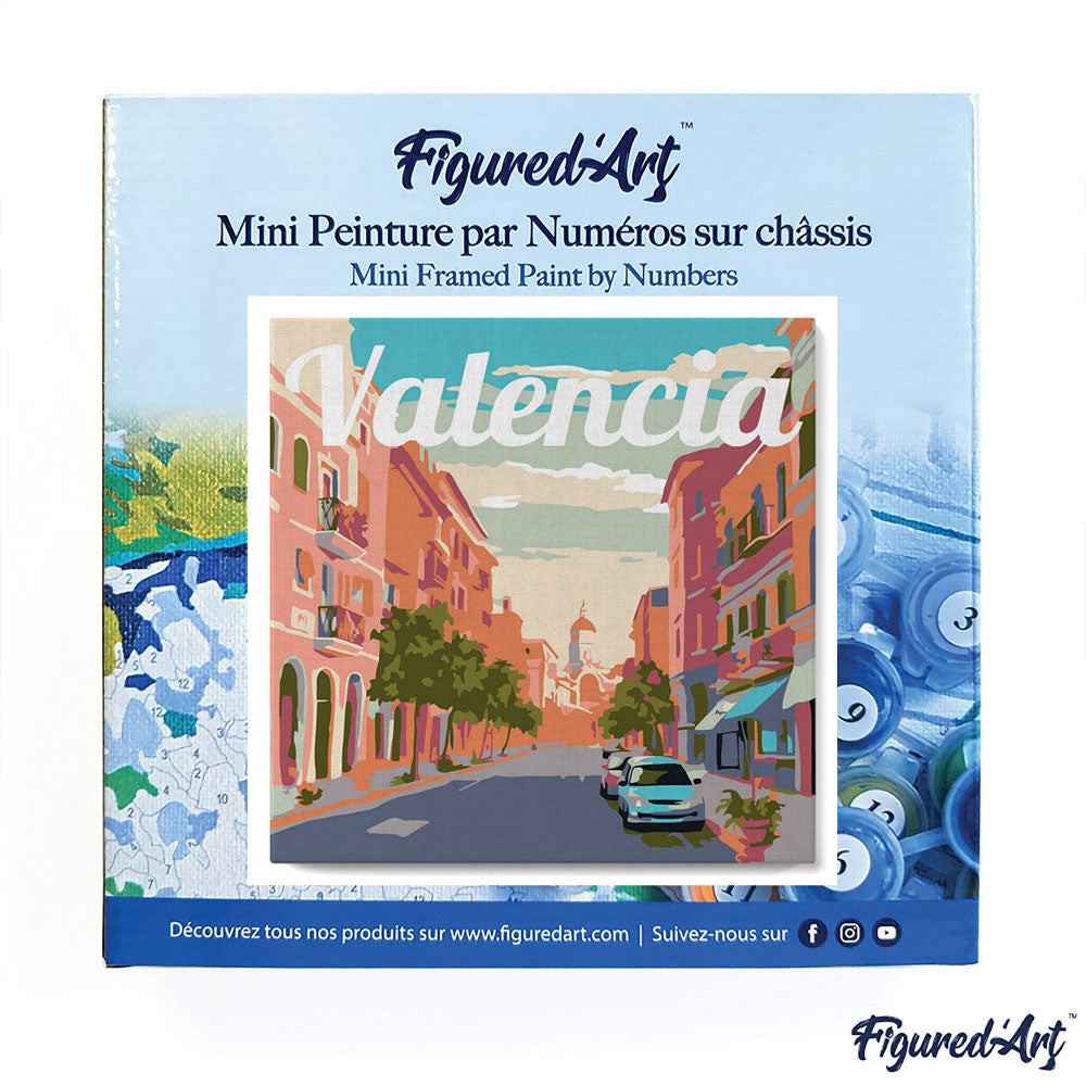 Mini Paint by Numbers Framed - Travel Poster Valencia 8"x 8"
