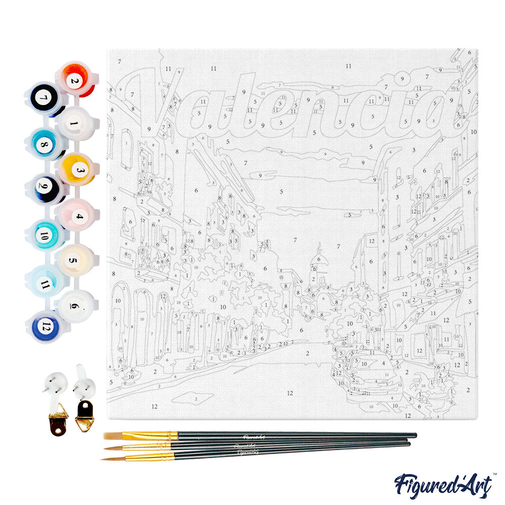 Mini Paint by Numbers Framed - Travel Poster Valencia 8"x 8"