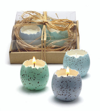 Cracked Egg Candles in Nest (set of 3)