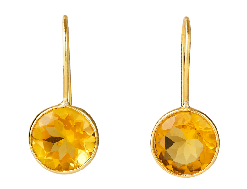Citrine Round Bezel Gemstone Earrings