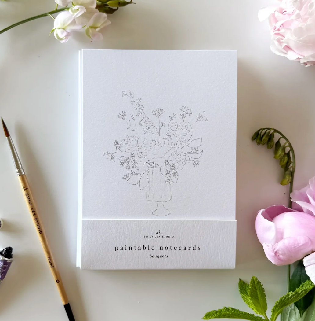 BOUQUETS PAINTABLE WATERCOLOR NOTECARD SET