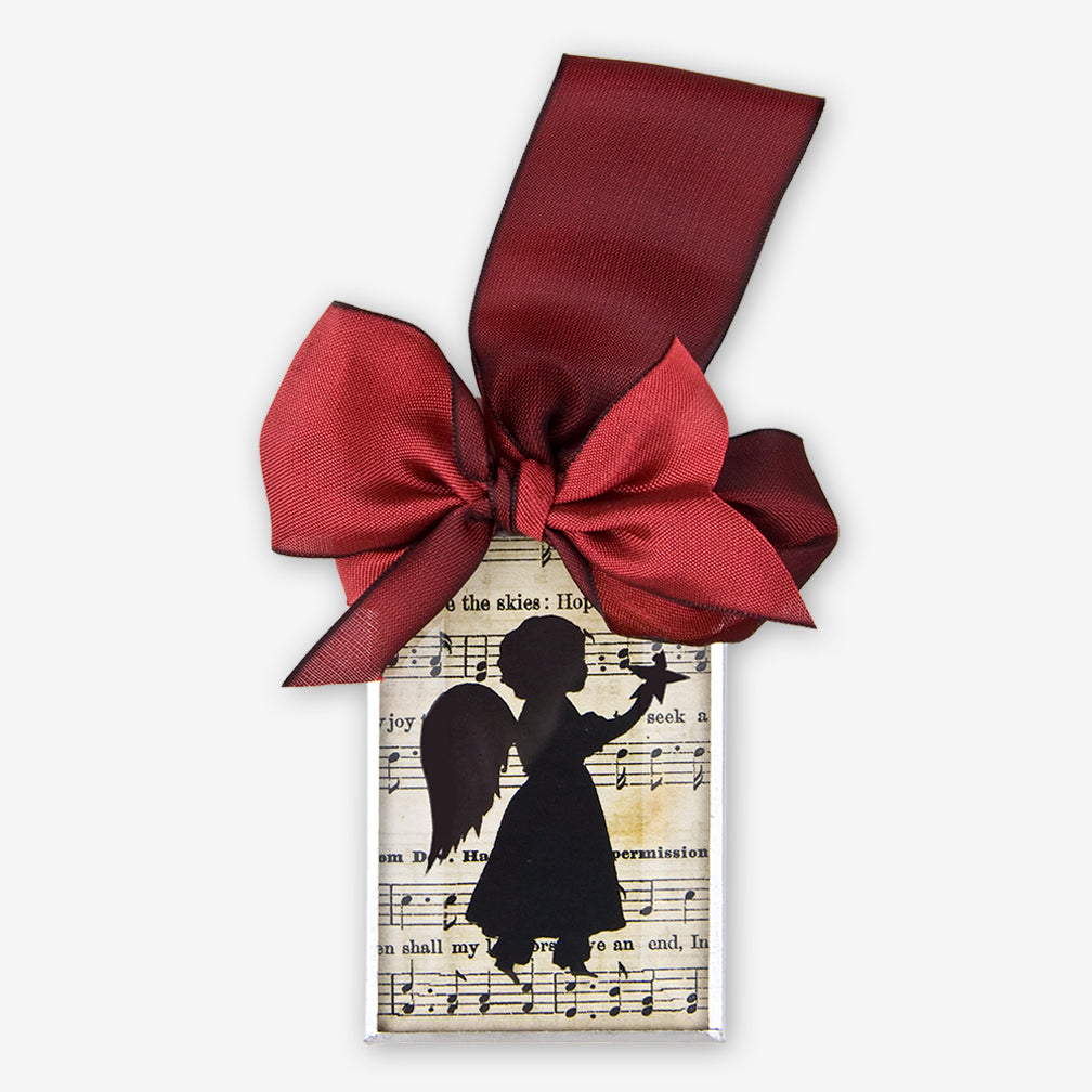 Angel w/Star square- w/Red Ribbon ornament