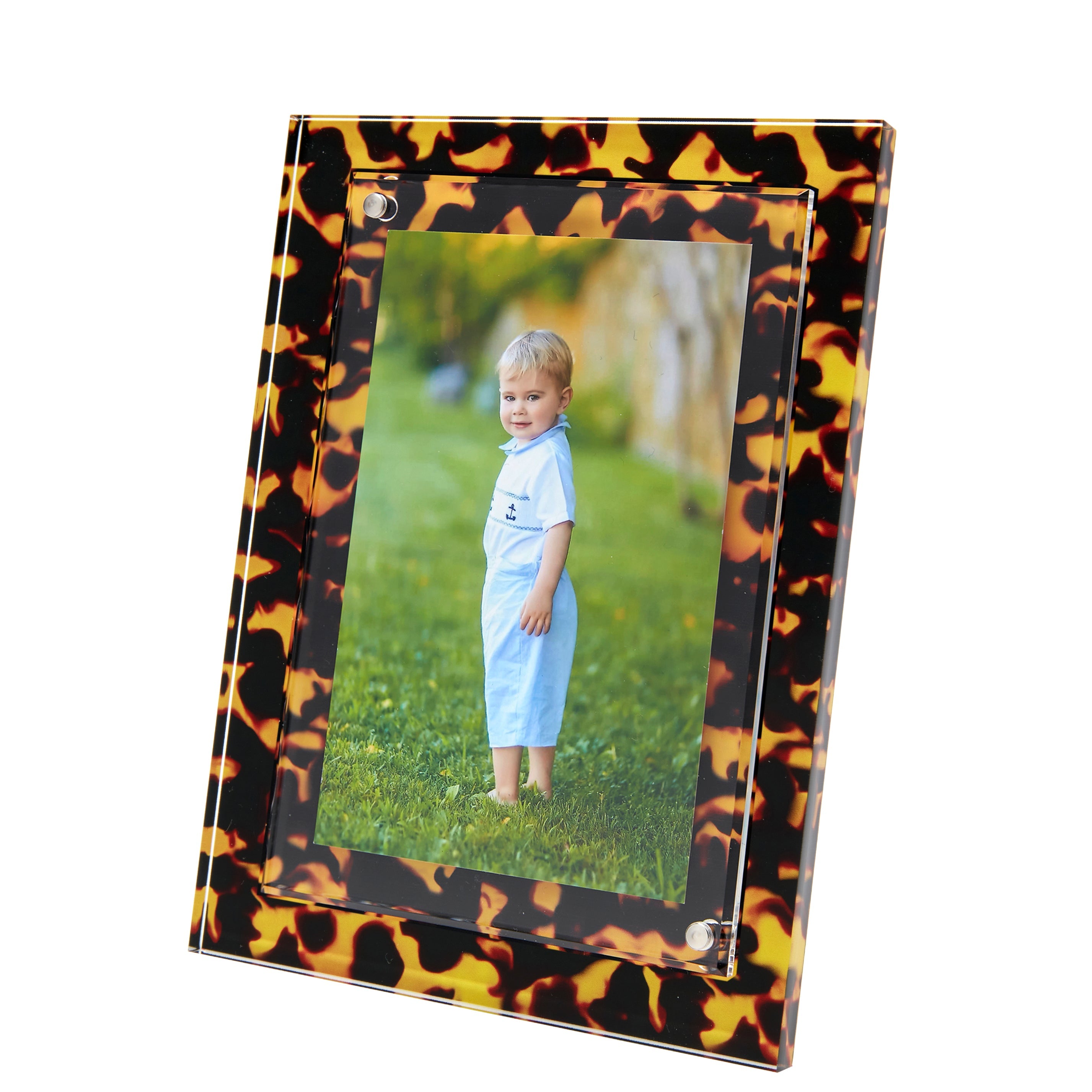 4X6" ACRYLIC PHOTO FRAME-TORTOISE-KICKSTAND FOR HORIZONTAL OR VERTICAL PRESENTATION