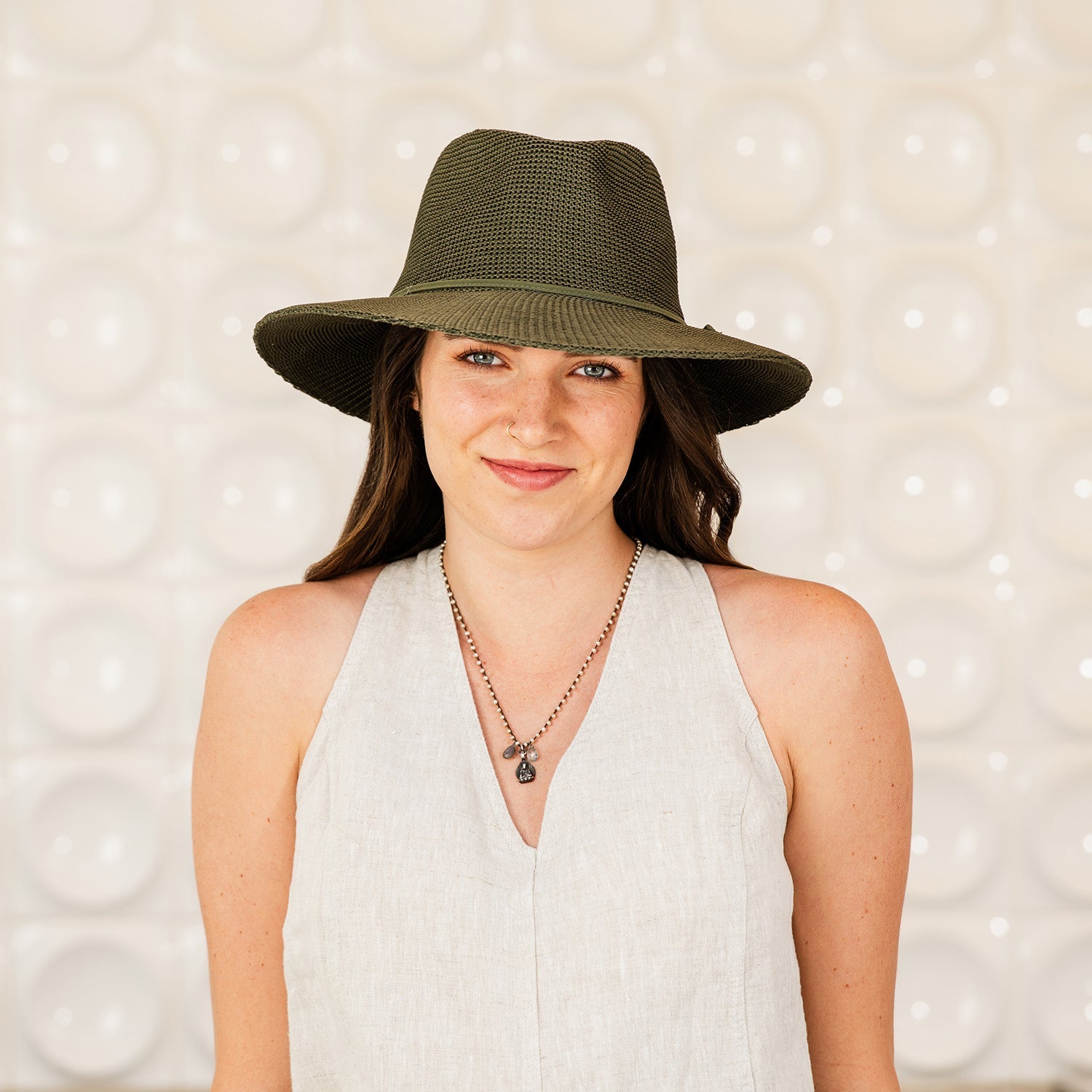 Victoria Fedora - Olive - Poly Straw