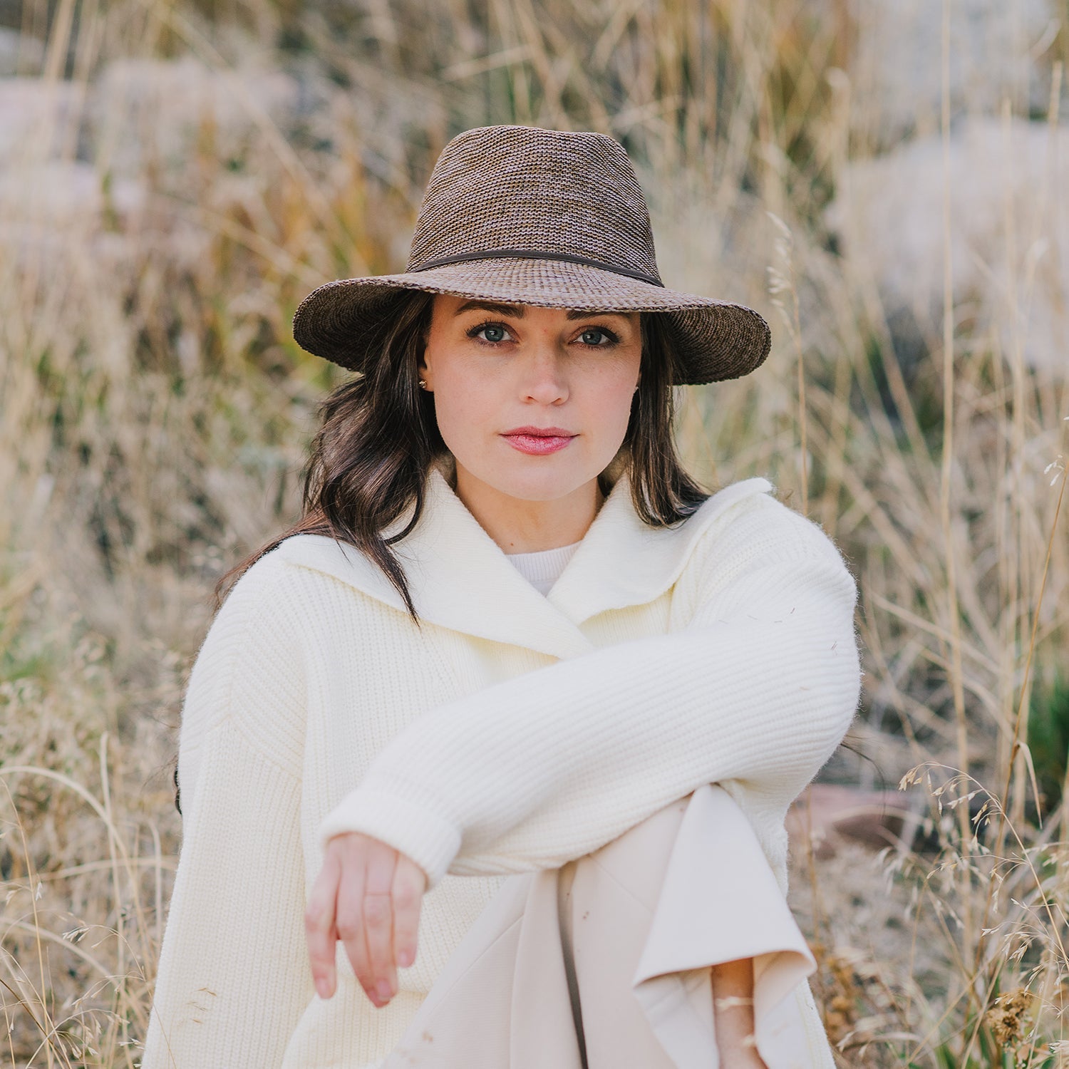 Victoria Fedora - Suede - Poly Straw