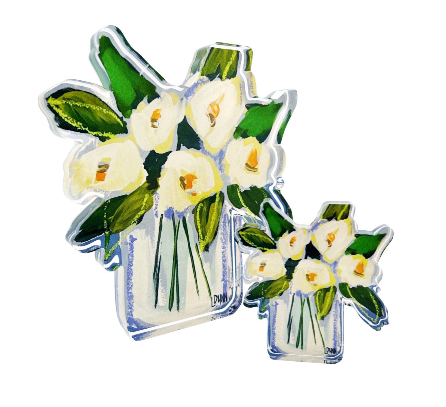 White Floral Acrylic Bloom Bitty Block