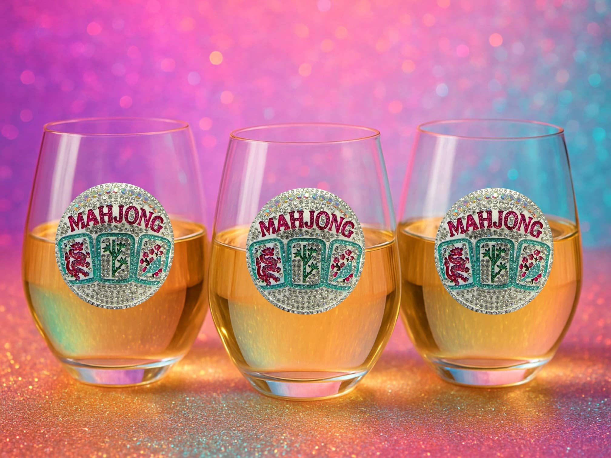 Mahjong Stemless Wine Glass
