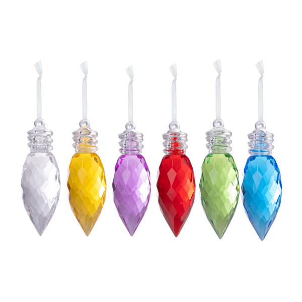 4" Holiday Light Bulb Ornament, Acrylic