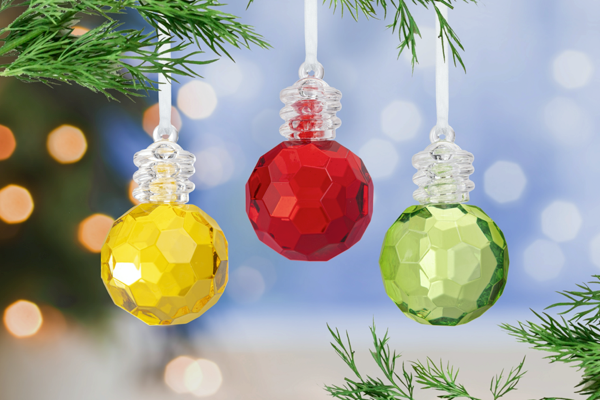 2.75" Round Holiday Light Bulb Ornament, Acrylic