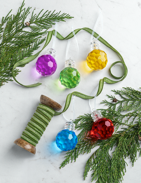 2.75" Round Holiday Light Bulb Ornament, Acrylic