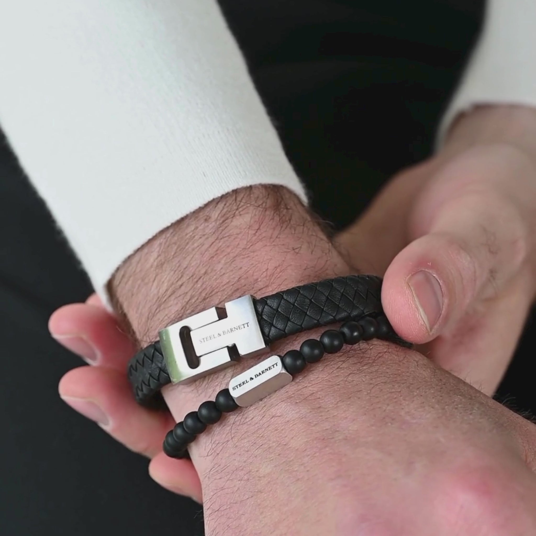 LEATHER BRACELET-HARRISON-BLACK-SMALL