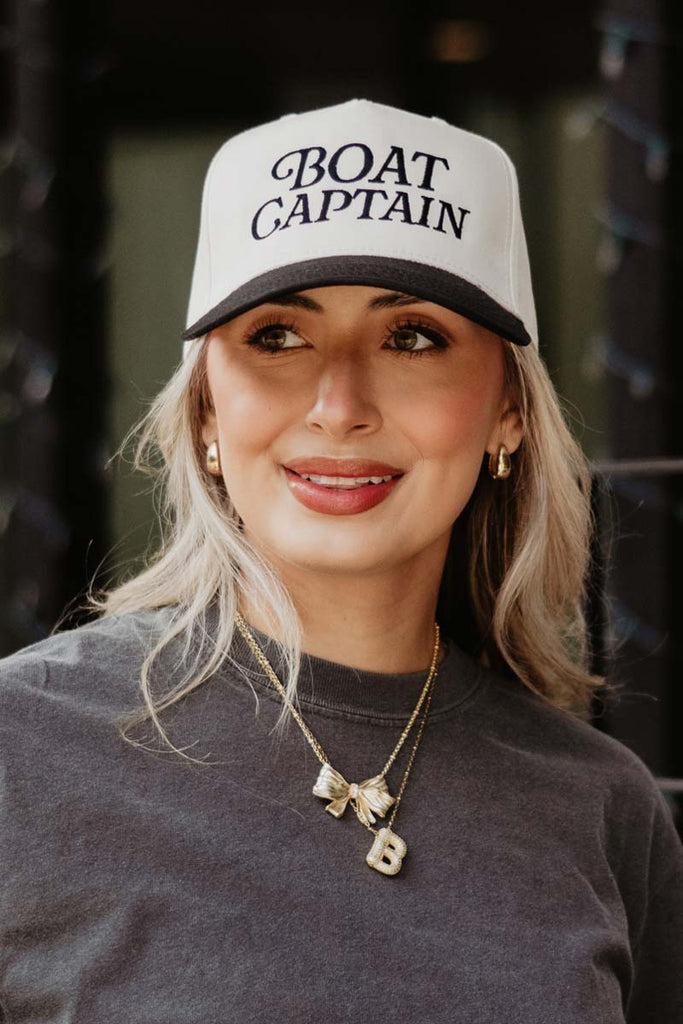 BOAT CAPTAIN TWO-TONED VINTAGE HAT-BLACK /TAN