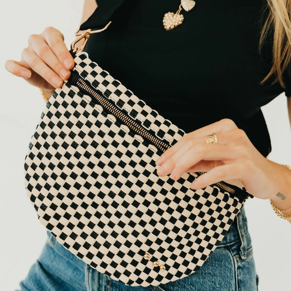 Westlyn Woven Bum Bag - Checkered Black