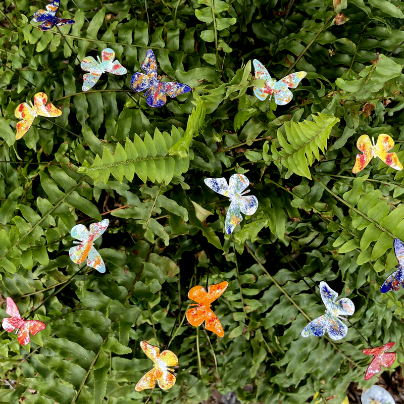 Copper Enamel Butterflies Poke - Small