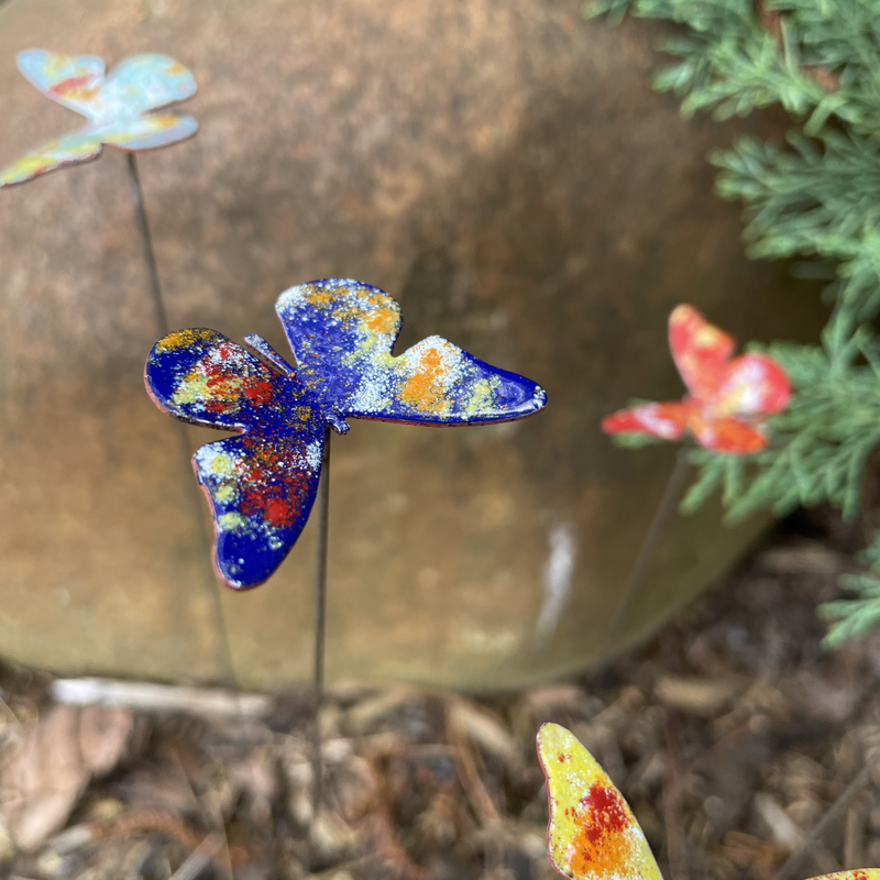 Copper Enamel Butterflies Poke - Small