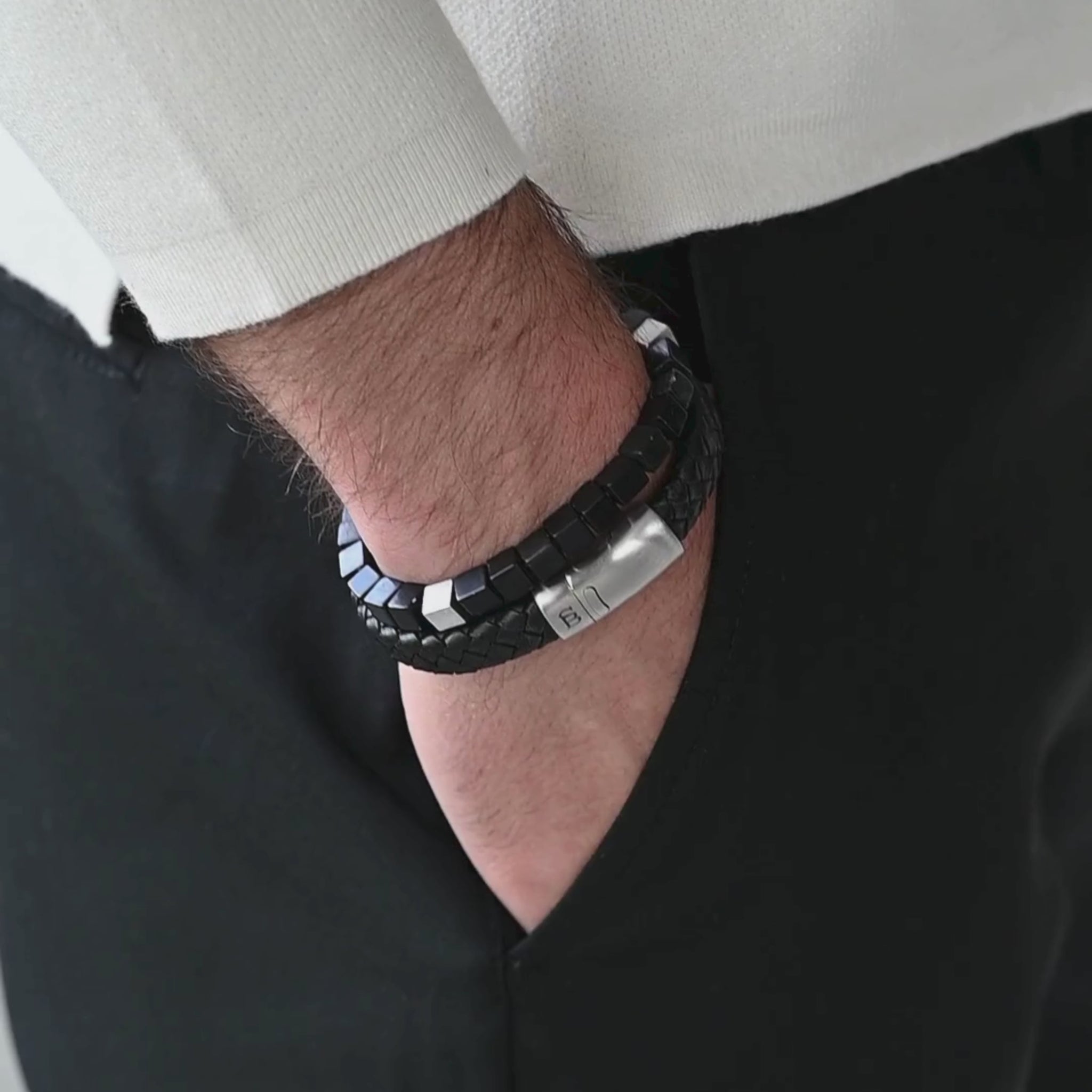 Leather Bracelet Cornall - Vintage Black - Sm