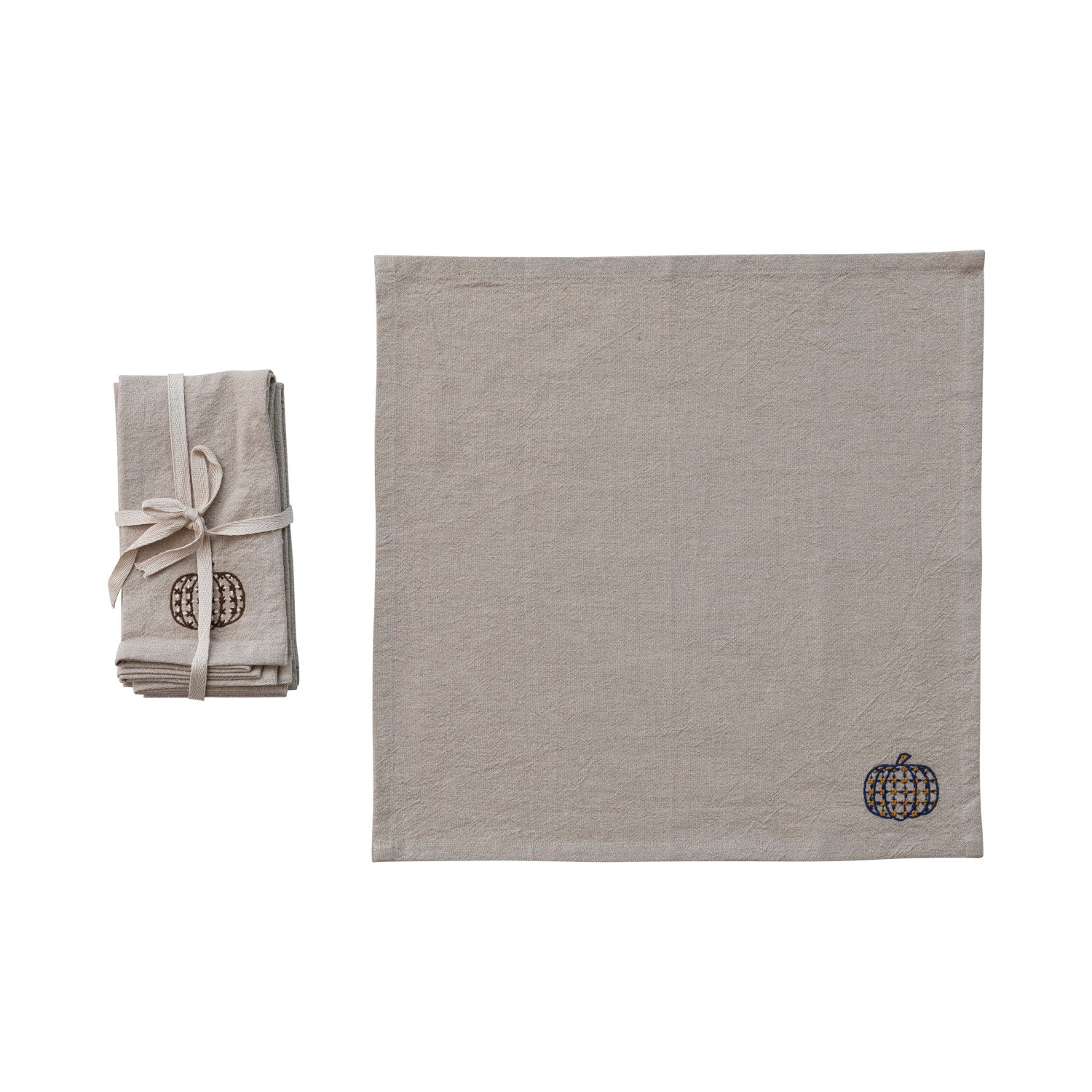 ASSORTED PUMPKIN CHAMBRAY CLOTH NAPKINS -SET OF 4