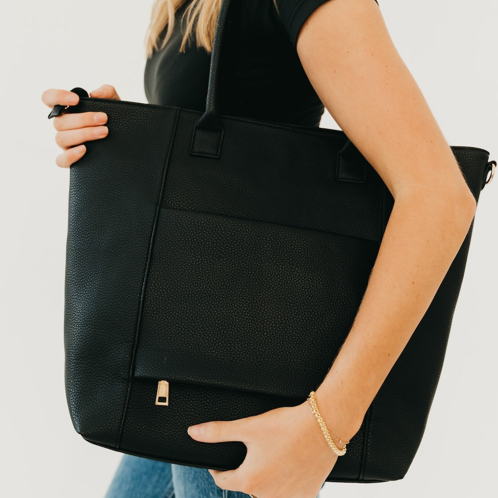 COURTNEY CHECKERED TOTE-WOVEN CHECKERED BLACK