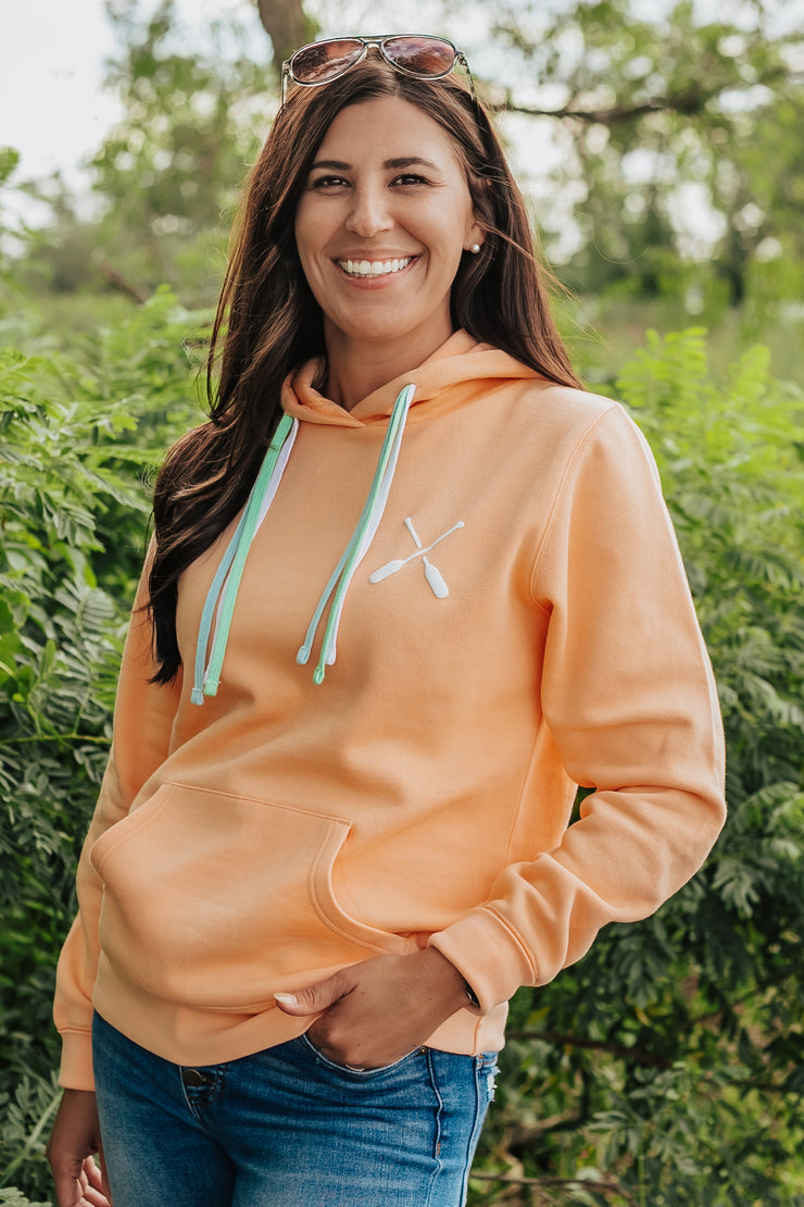 Multi Draw Cord Hoodie - Peach Medium