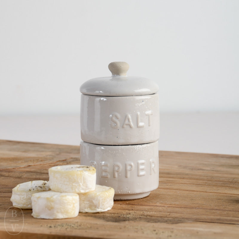 Stoneware Stackable Salt & Pepper Pots 3"x 5"
