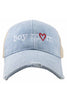 BOY MOM RED HEART DENIM TRUCKER HAT