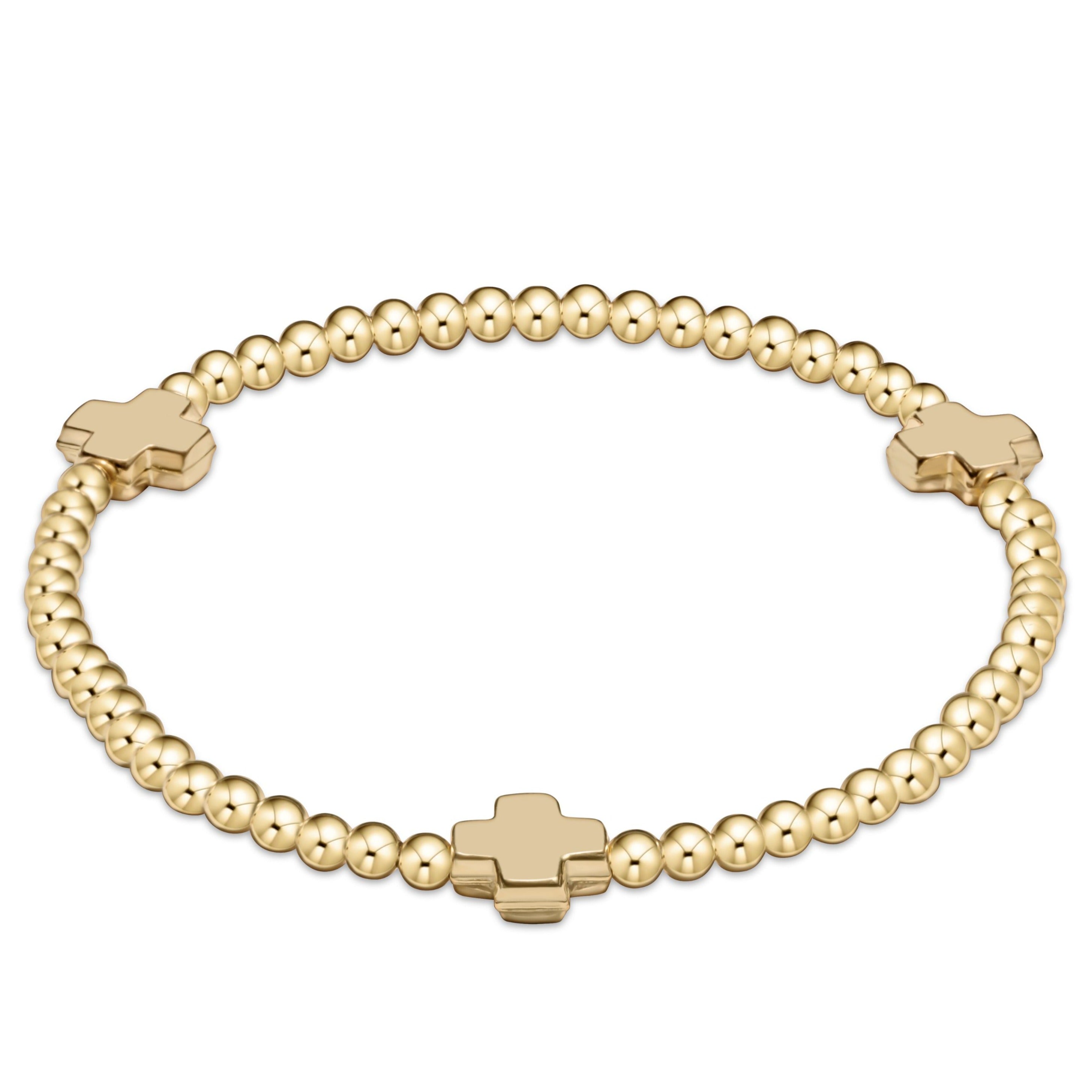egirl Signature Cross Gold pattern 3mm Bead Bracelet - Gold