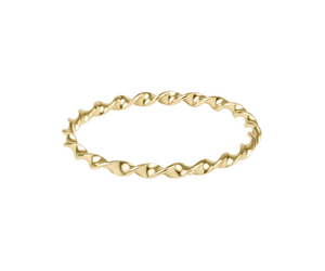 Classic Gold Twisted Thin Band Ring - Size 7