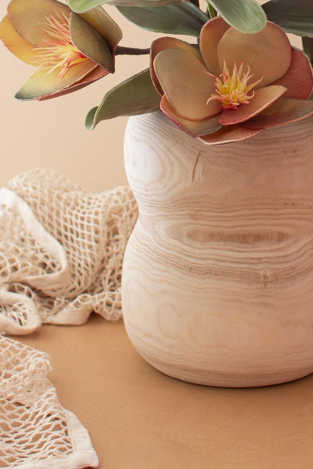 Hand Carved Wooden Hour Glass Planter