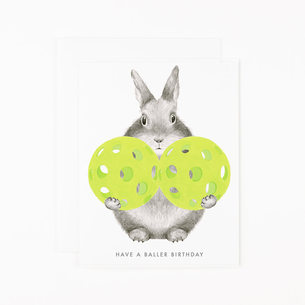 PICKLEBALL BUNNY BIRTHDAY CARD