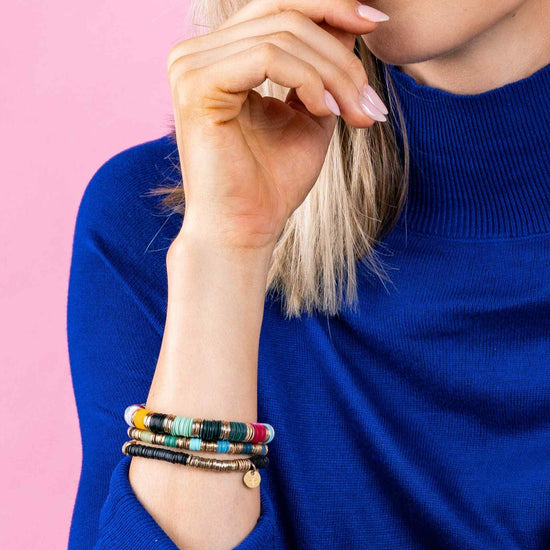 GRACE TWO COLOR STRETCH BRACELET BLACK & GOLD
