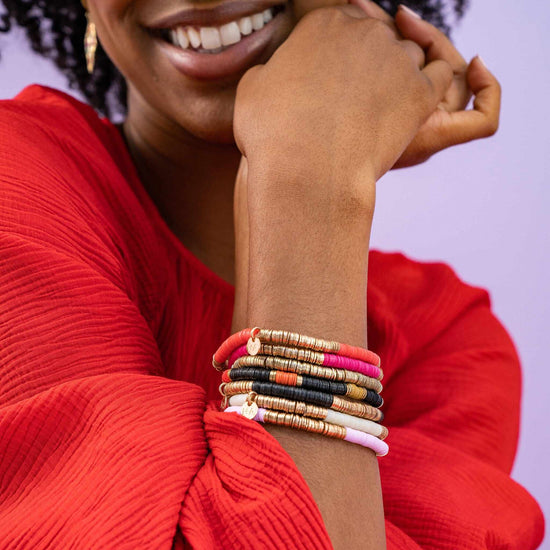 Grace Block Stretch Bracelet Cream & Gold