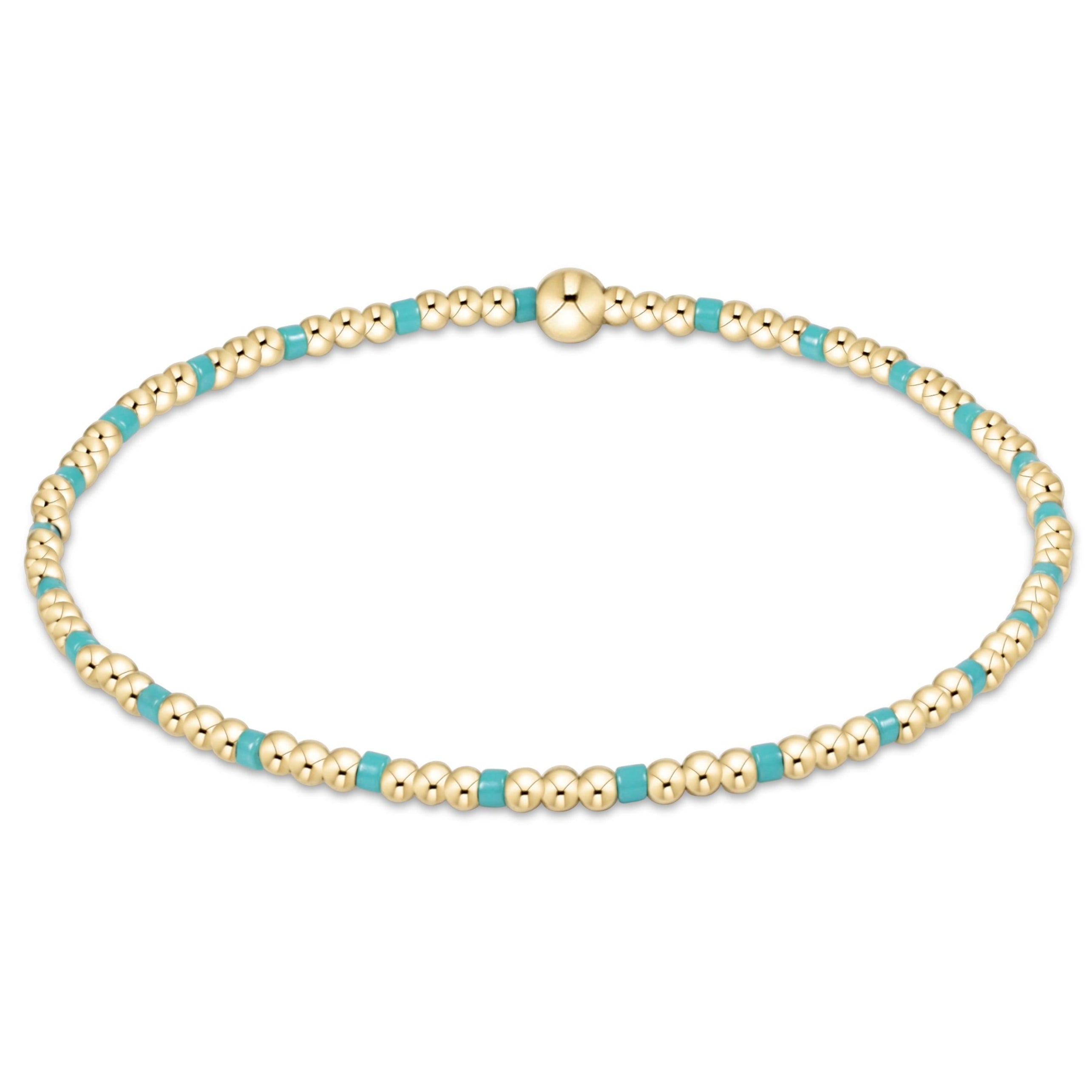 egirl Hope Sincerity Pattern 2mm Bead Bracelet - Turquoise