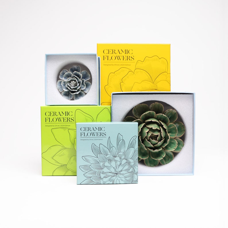 Ceramic Flower Collection Violet Blue Fleur de Lis Mum