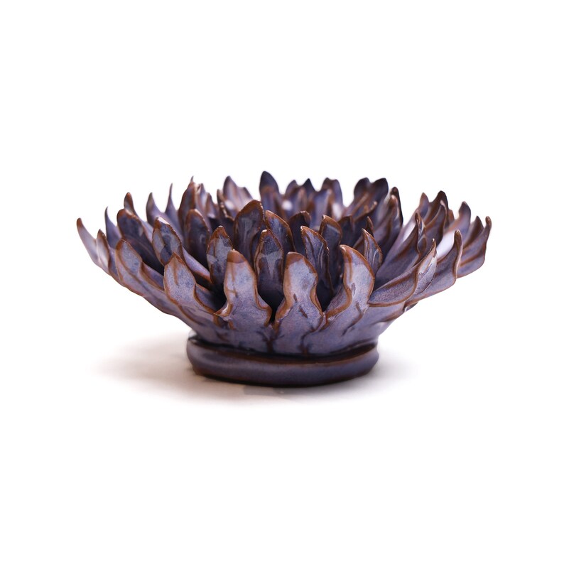 Ceramic Flower Collection Violet Blue Fleur de Lis Mum