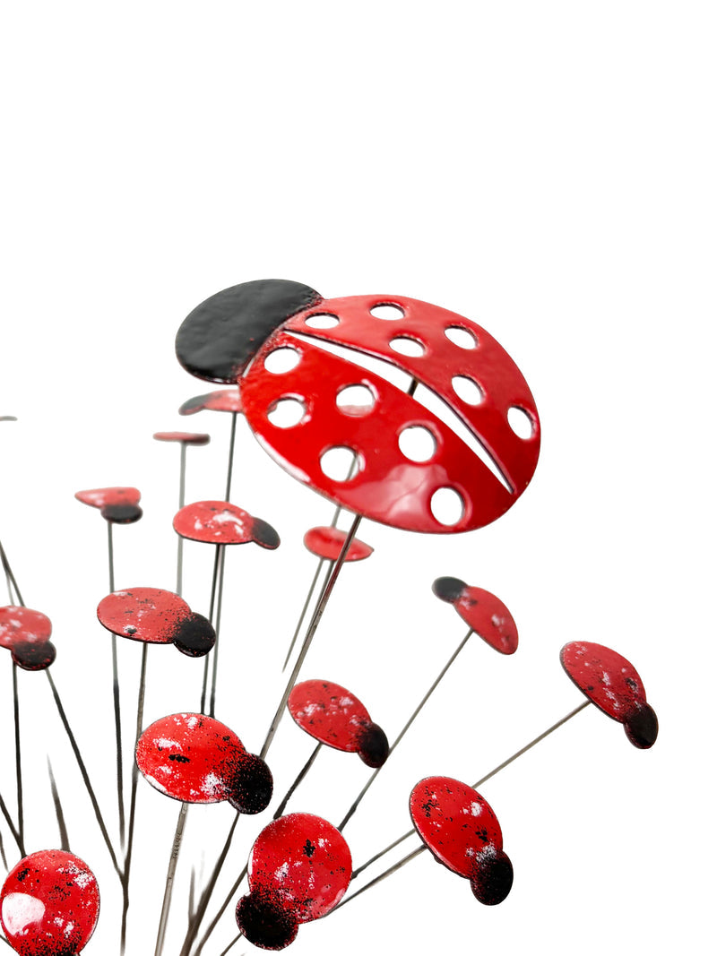 Copper Enamel Ladybugs Poke - Small