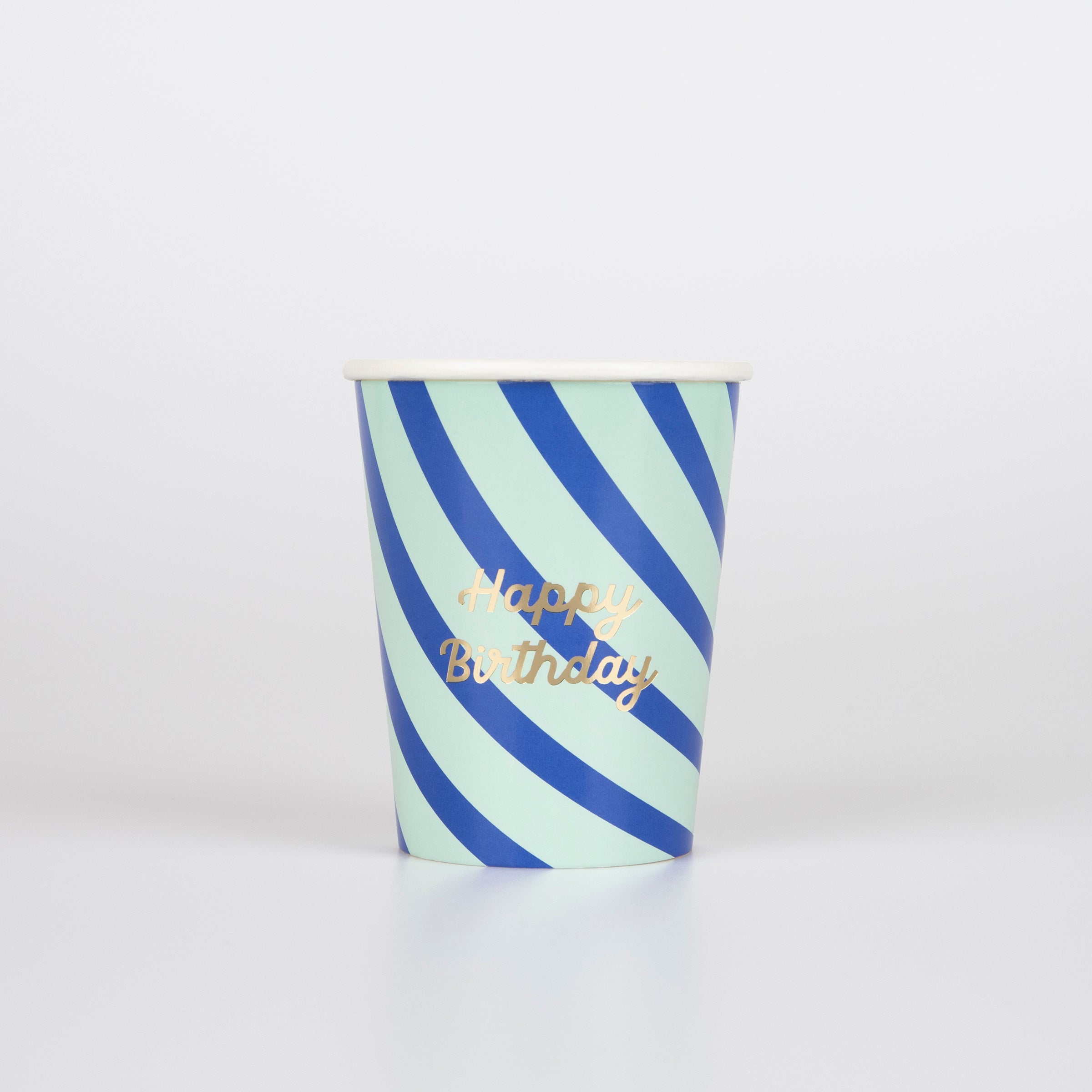 Stripe Happy Birthday Cups - (8 cups)