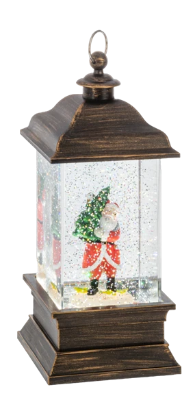 LED Woodland Santa Lantern Snow Globe