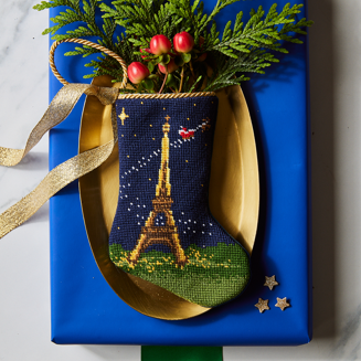 "Bonne Nuit" Santa in Paris Bauble Stocking