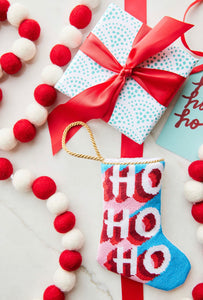 HO HO HO HERE WE GO BAUBLE STOCKING
