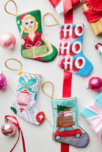 HO HO HO HERE WE GO BAUBLE STOCKING