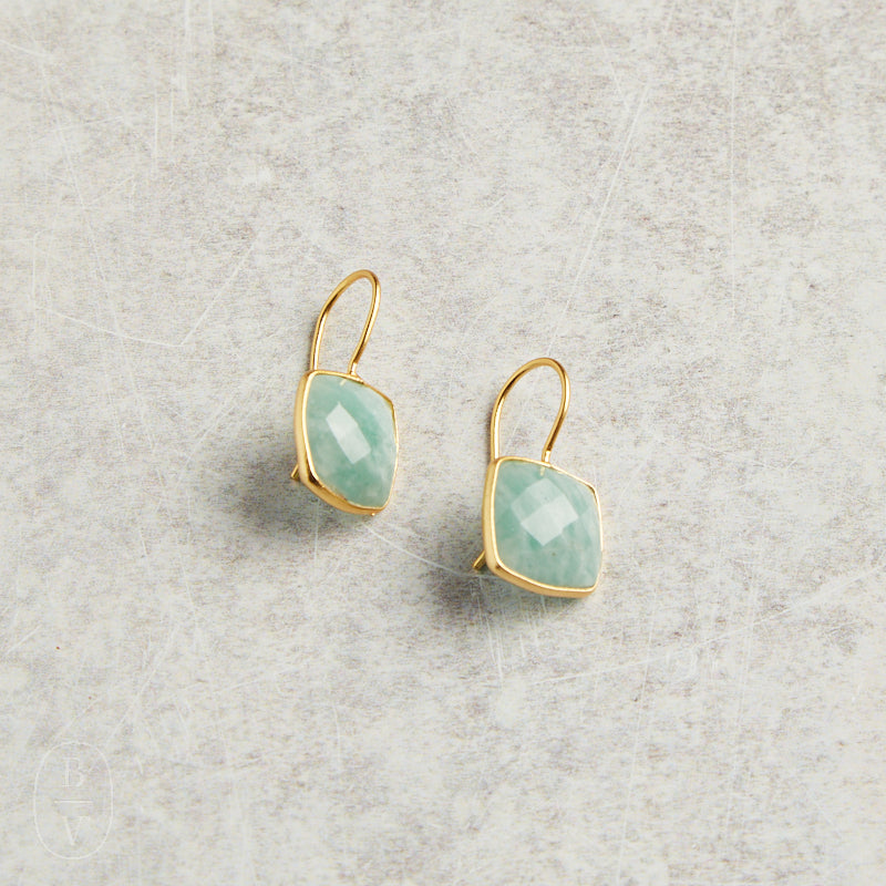 Amazonite Cushion Cut Earrings